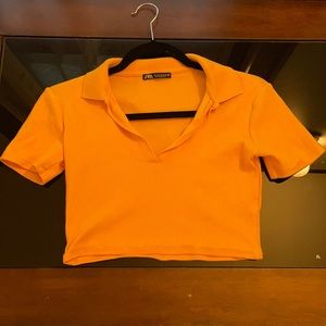 Yellow collared crop top